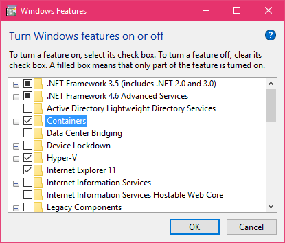 Add Containers in Windows 10