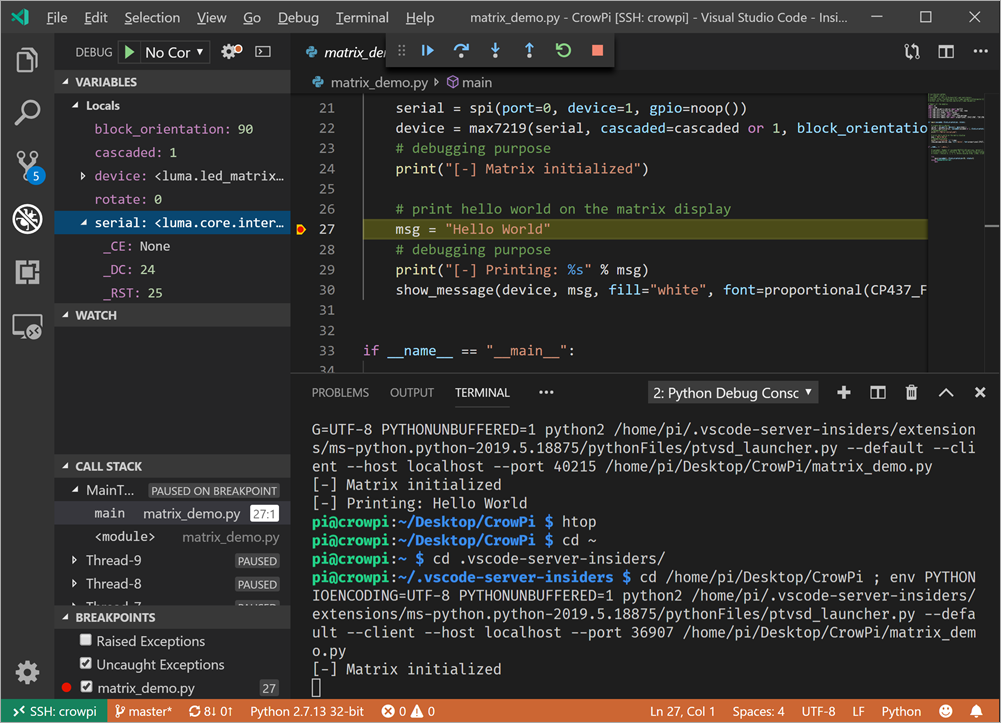 Remote Debugging a Raspberry Pi Remote Debugging a Raspberry Pi