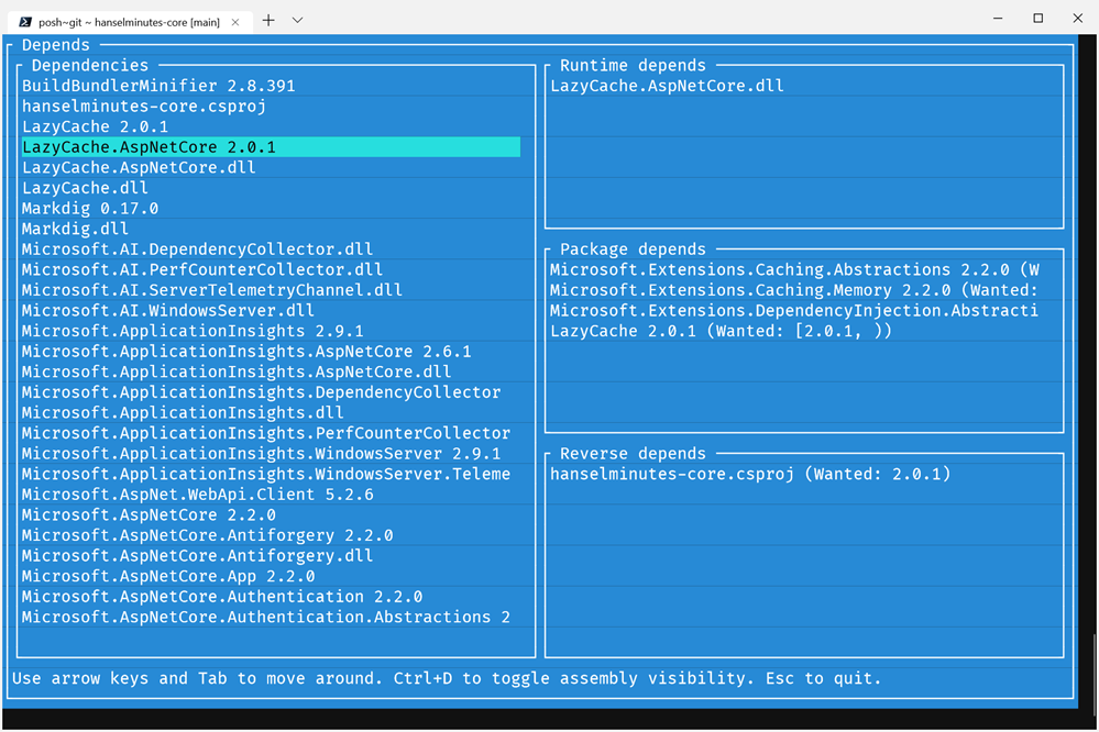 dotnet depends in the Windows Terminal dotnet depends in the Windows Terminal