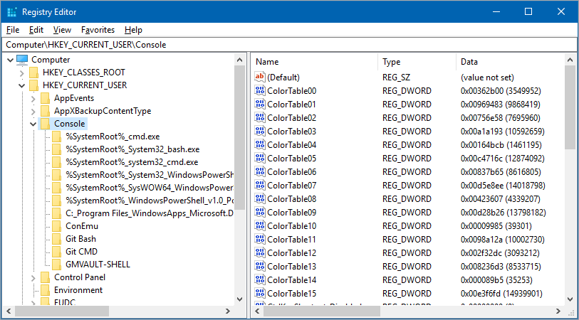 Where default colors are stored in the Registry Where default colors are stored in the Registry