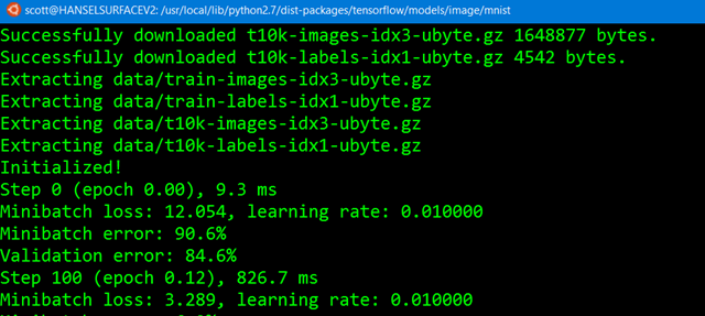 TensorFlow on Ubuntu on Windows 10