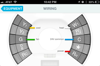 Screenshot of the Nest App showing wiring