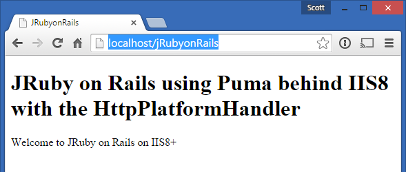 JRuby on Rails using Puma with the HttpPlatformHandler JRuby on Rails using Puma with the HttpPlatformHandler