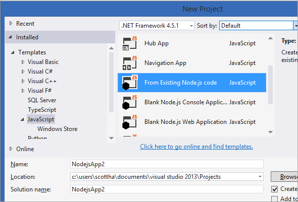 From Existing node.js Code From Existing node.js Code