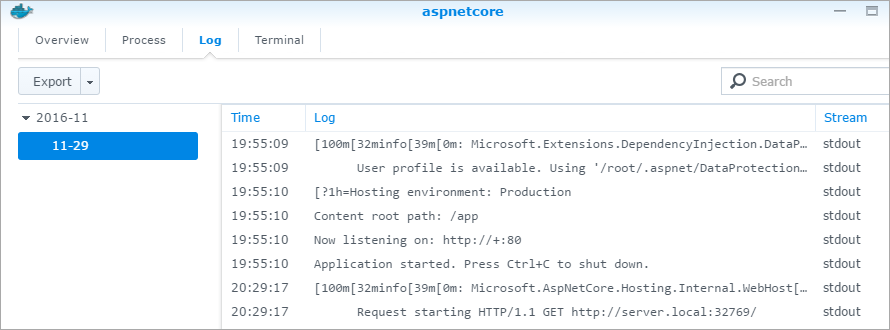ASP.NET Core on Docker on Synology