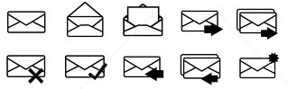 Various Envelopes with arrows superimposed on them