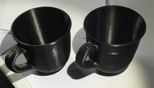 Coffee Cup 3D Print from a Printrbot Simple Metal on one side and a Stratasys uPrint SE Pro on the other Coffee Cup 3D Print from a Printrbot Simple Metal on one side and a Stratasys uPrint SE Pro on the other