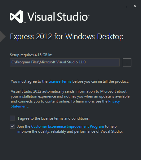 Visual Studio Express 2012 for Windows Desktop