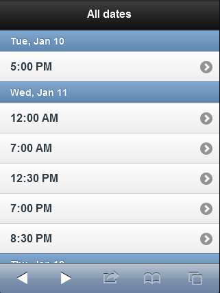jQuery mobile applied to a ListView of dates jQuery mobile applied to a ListView of dates