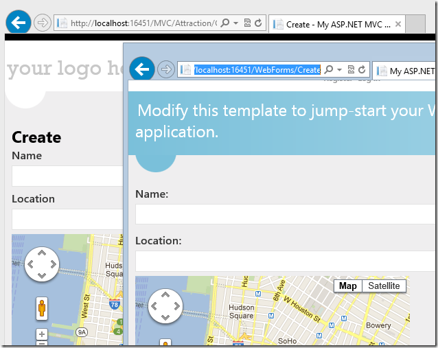 MVC and Web Forms together in one app