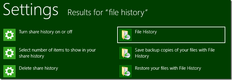 File History in Settings