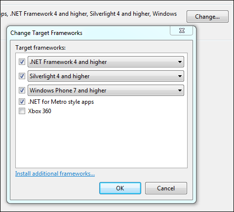 Select the Frameworks you want