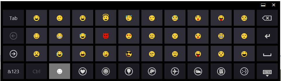 Windows 8.1 Emoji Touch Keyboard