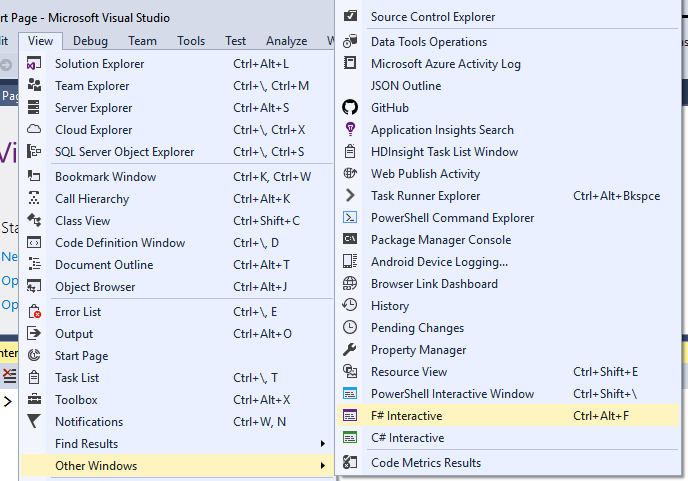 C# Interactive and F# Interactive in VS