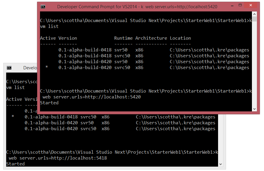 Two Command Prompts two .NET Frameworks