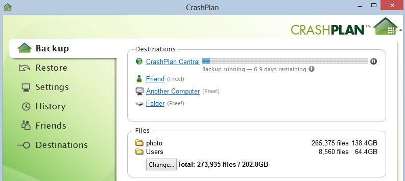 Seeding my CrashPlan account