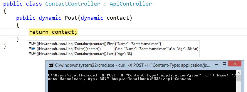 Using dynamic to catch JSON post payloads