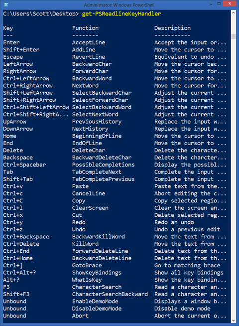 get-PSReadlineKeyHandler get-PSReadlineKeyHandler