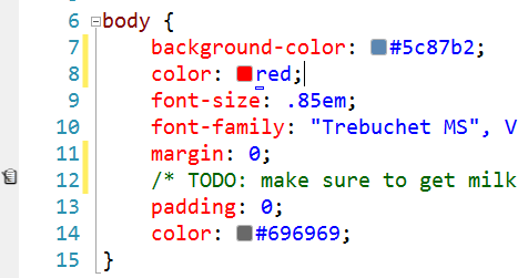 A nice visual refresh to the Visual Studio CSS editor