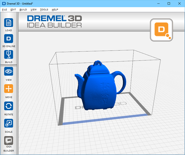 3D Scanned Teapot from the HP Sprout's 3D Scanning Stage in the Dremel 3D Software 3D Scanned Teapot from the HP Sprout's 3D Scanning Stage in the Dremel 3D Software
