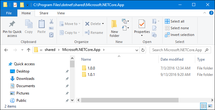 Where is .NET Core installed to?
