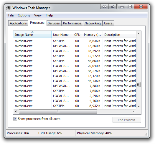 High Disk Usage Host Process For Windows Services Vista