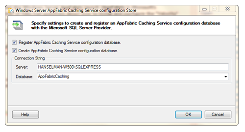 Windows Server AppFabric Caching Service configuration Store
