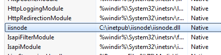 Hey, it's iisnode as a native module, just like I said. Crazy.