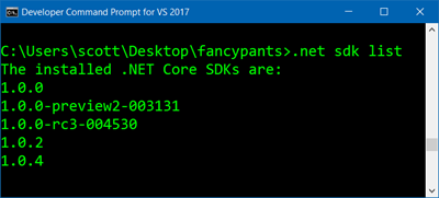 dotnet sdk list