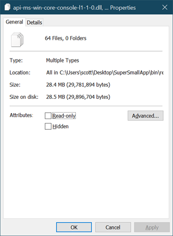 64 files, 28 megs 64 files, 28 megs