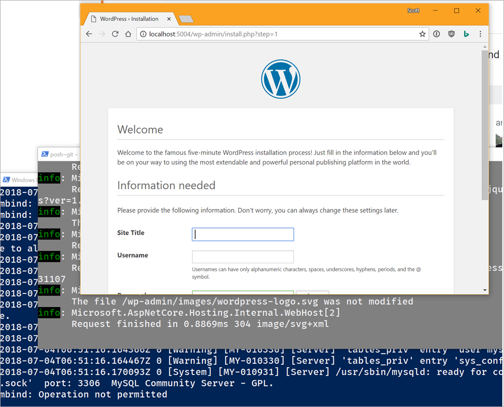 Wordpress under .NET Core