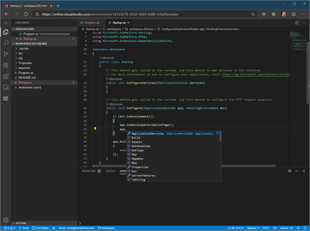 Online visual studio code