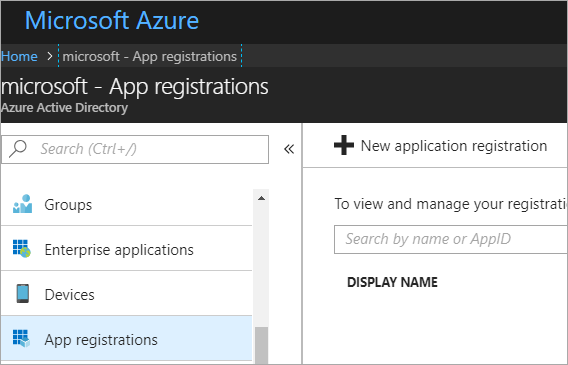Add a new App Registration in the Azure Portal Add a new App Registration in the Azure Portal