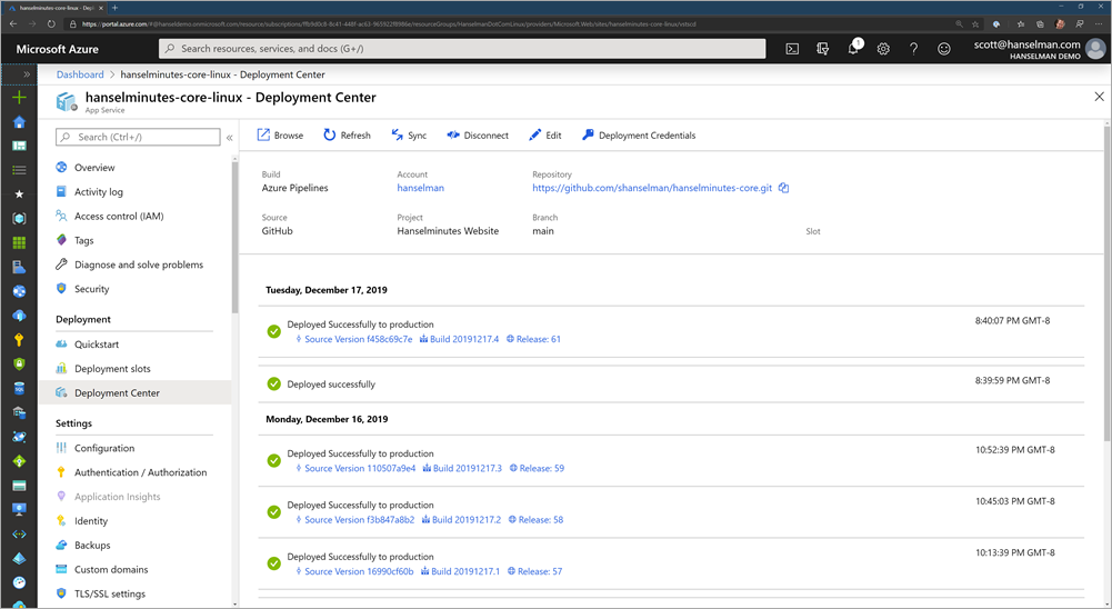 Azure Portal and DevOps integration