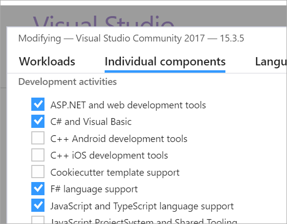 Visual Studio 커뮤니티 2017에 F # 추가