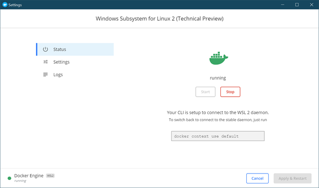 Docker for WSL2 Docker for WSL2