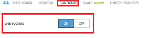 Turn on Websockets in the Azure Portal Turn on Websockets in the Azure Portal