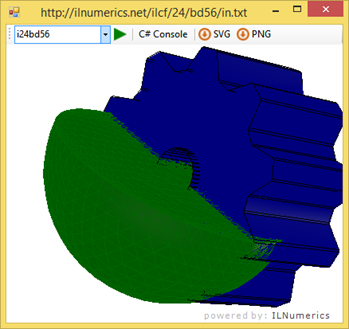 Half a sphere intersected by a blue gear Half a sphere intersected by a blue gear