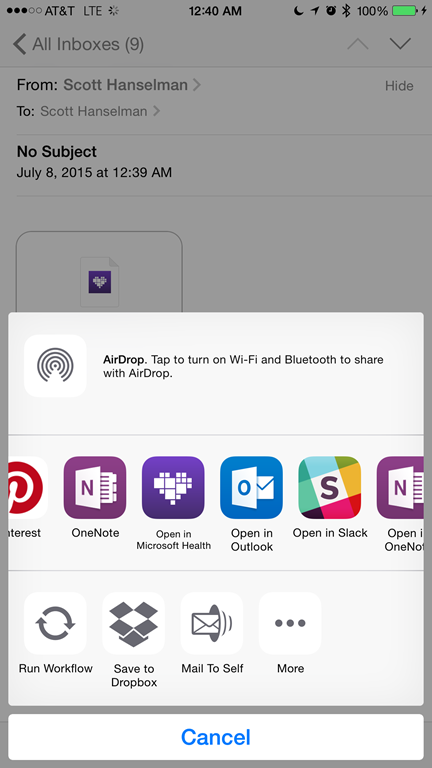 Emailing a WebTile to myself Emailing a WebTile to myself