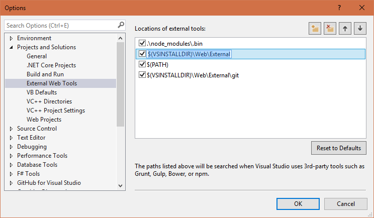 Tools | Options | External Web Tools has its own list of node copies, and it doesn't include mine Tools | Options | External Web Tools has its own list of node copies, and it doesn't include mine