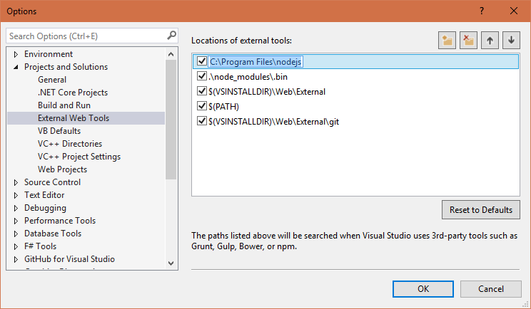 Tools | Options | External Web Tools has its own list of node copies, and I have ADDED my path now. Tools | Options | External Web Tools has its own list of node copies, and I have ADDED my path now.