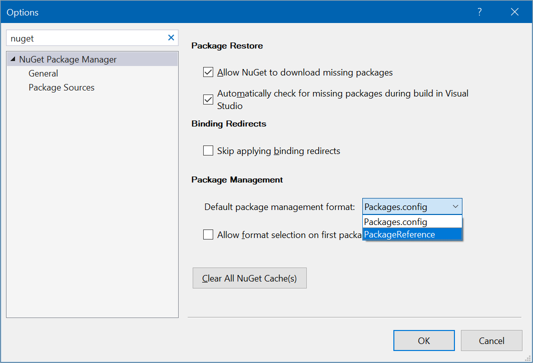  <RestoreProjectStyle>PackageReference</RestoreProjectStyle> Default Package management format