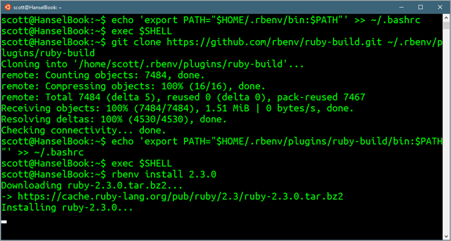 Installing rbenv on Windows under Ubuntu