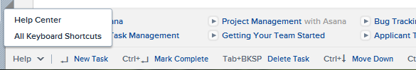 Asana's Keyboard shortcuts are front and center