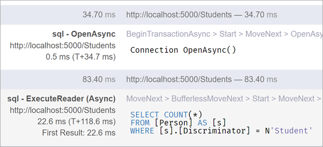 inline SQL in MiniProfiler