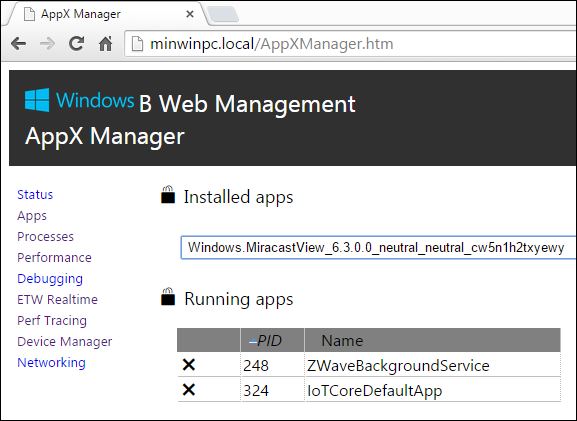Raspberry Pi 2 Windows 10 Web Management