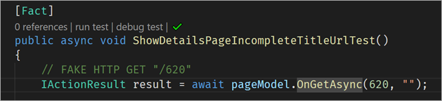 Check out "run test" and "debug test" Check out "run test" and "debug test"
