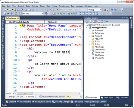 VS2010 Default WebForms App