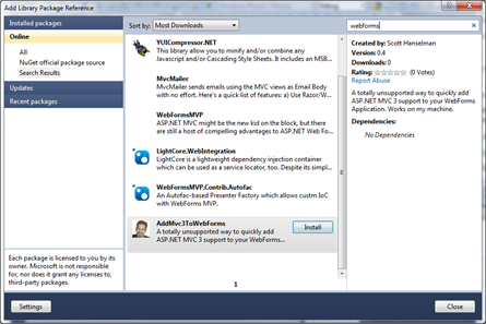 Add Library NuGet Dialog