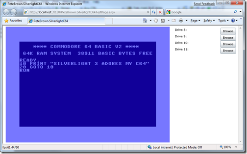 Silverlight C64 Emulator Silverlight C64 Emulator